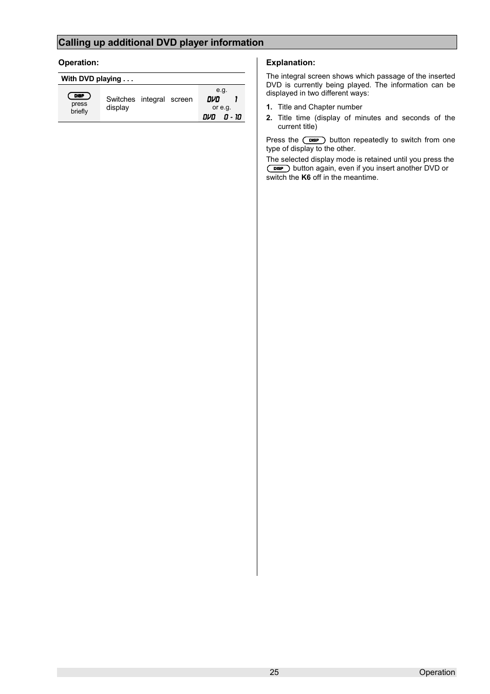 Calling up additional dvd player information | T+A Elektroakustik K 6 User Manual | Page 25 / 60