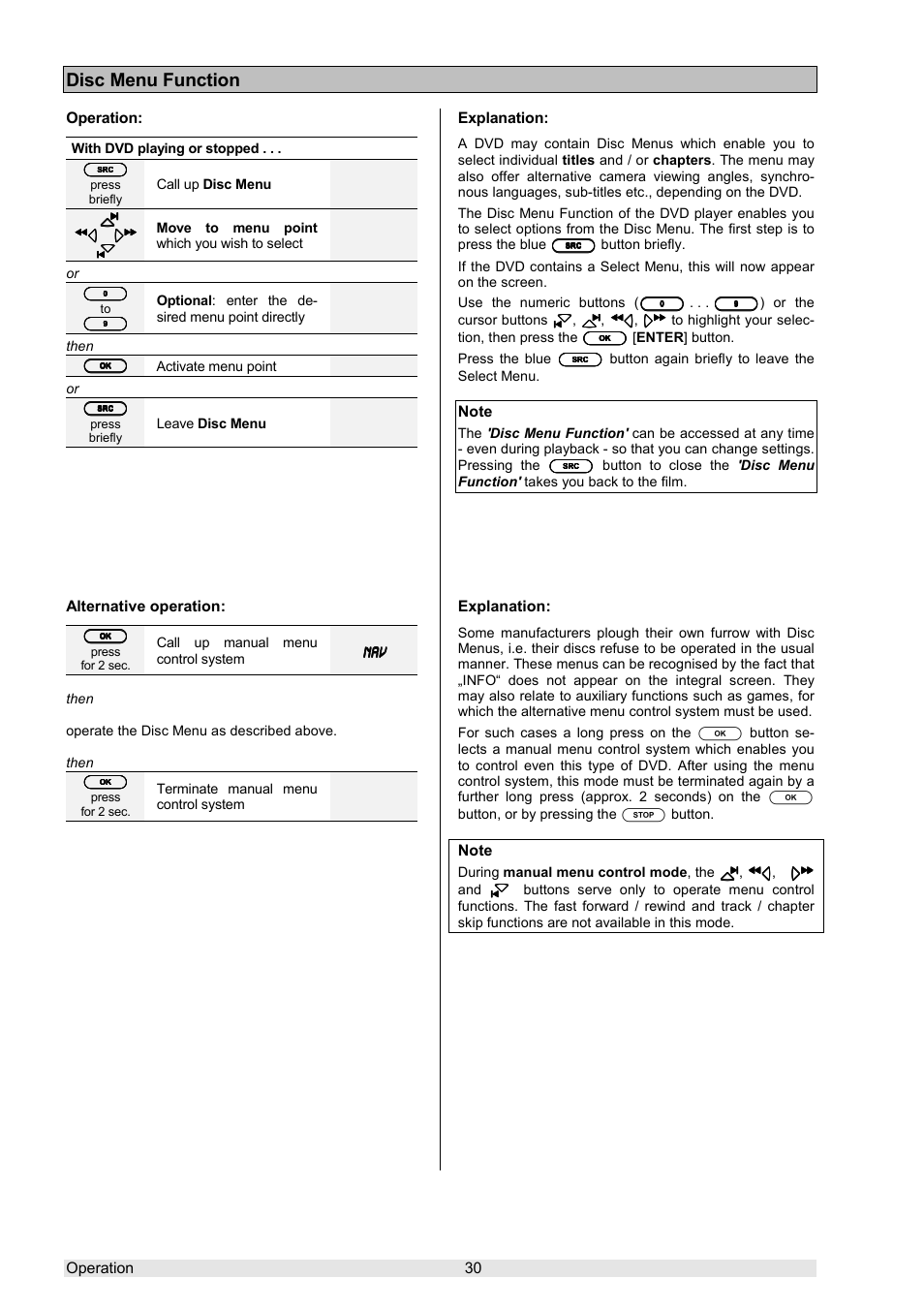 Disc menu function | T+A Elektroakustik K 6 User Manual | Page 30 / 60