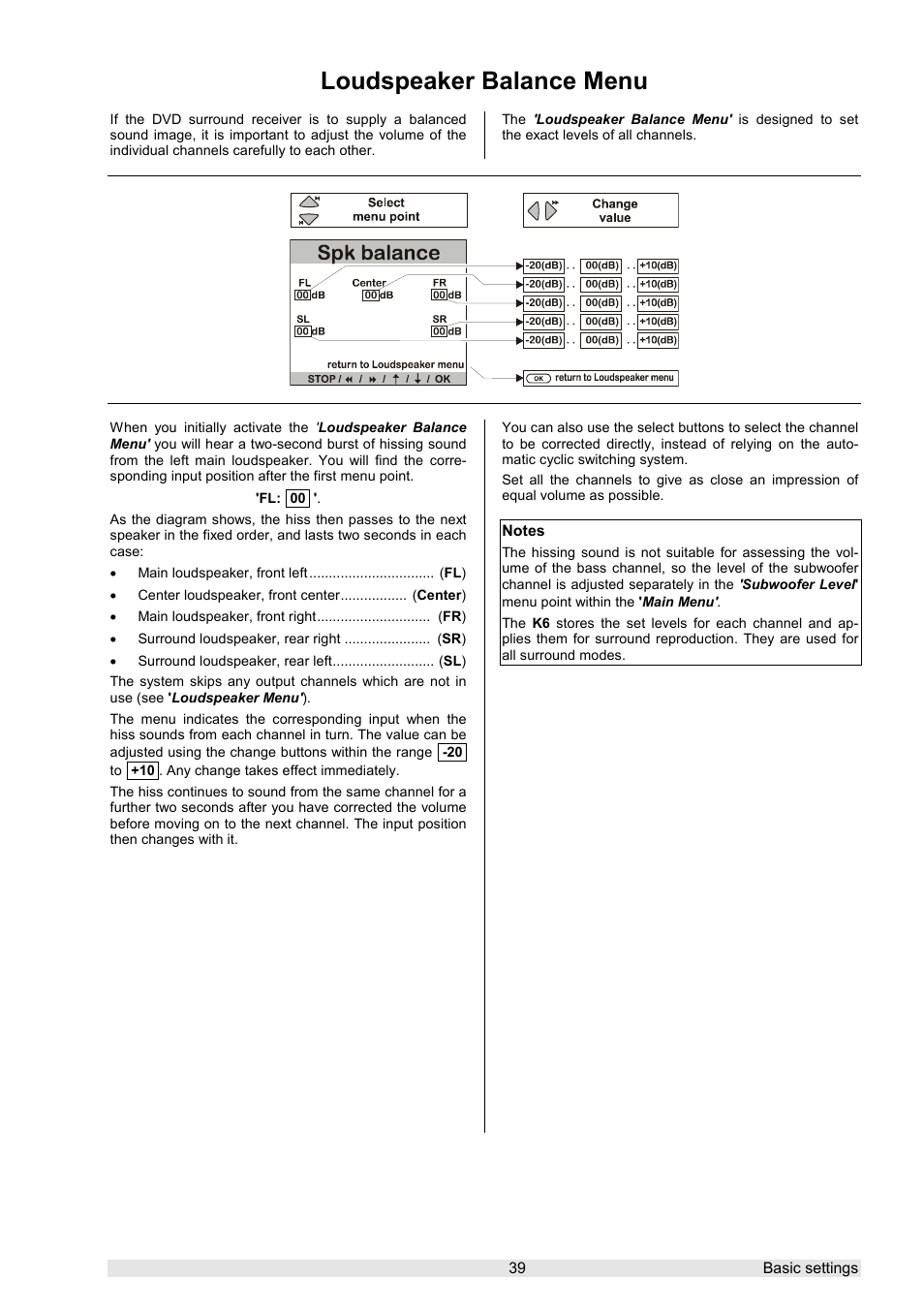 Loudspeaker balance menu | T+A Elektroakustik K 6 User Manual | Page 39 / 60