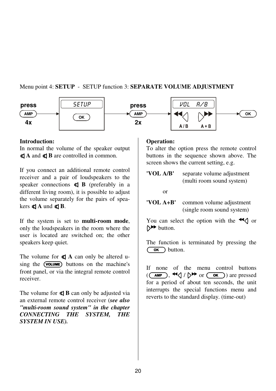 Se tup vo l a /b | T+A Elektroakustik K1 CD-RECEIVER User Manual | Page 20 / 60