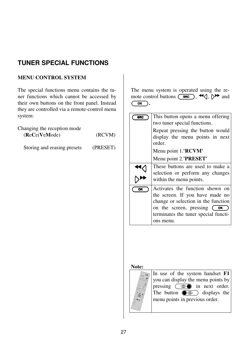 Tuner special functions | T+A Elektroakustik K1 CD-RECEIVER User Manual | Page 27 / 60