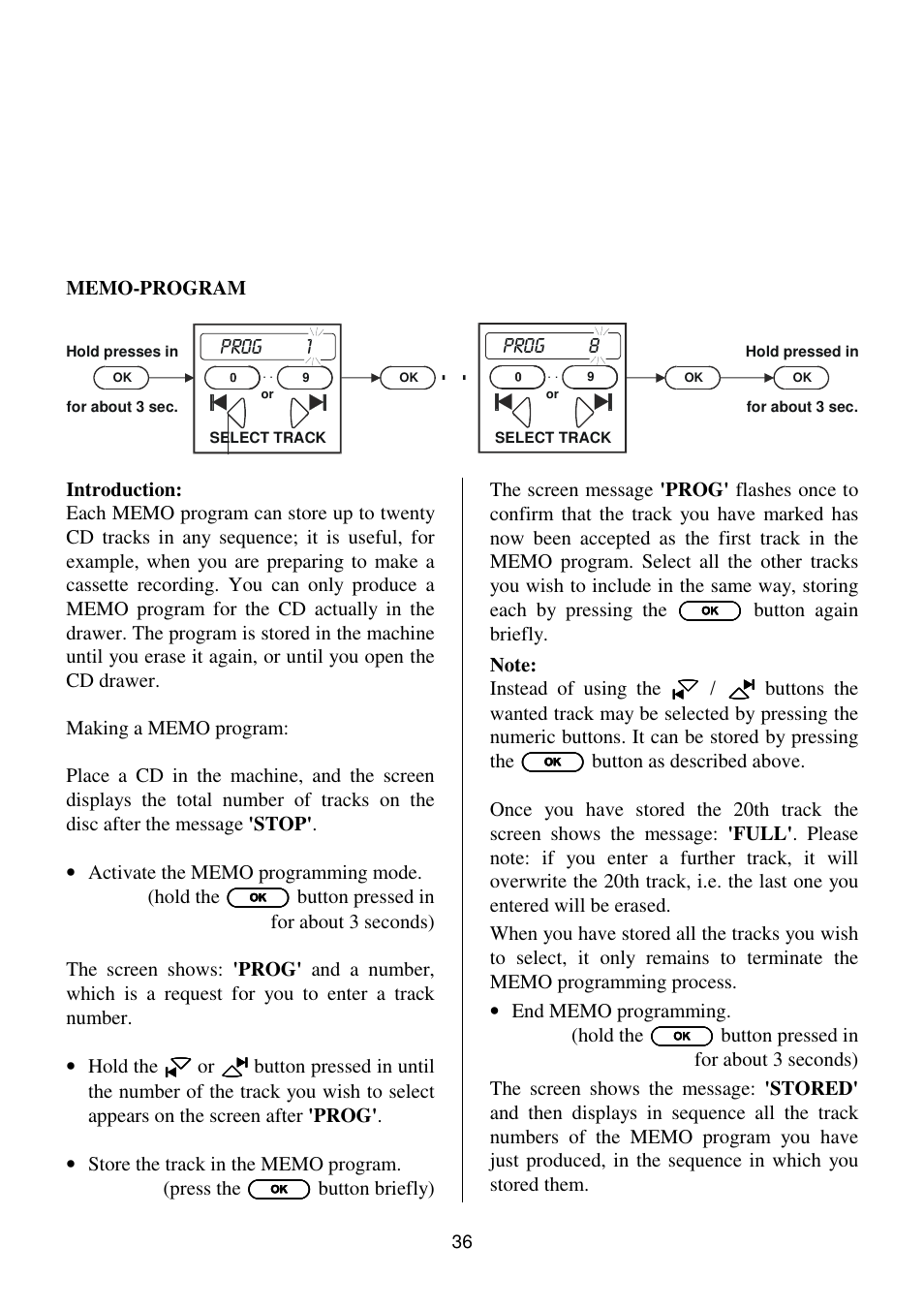 Prog 1 prog 8 | T+A Elektroakustik K1 CD-RECEIVER User Manual | Page 36 / 60