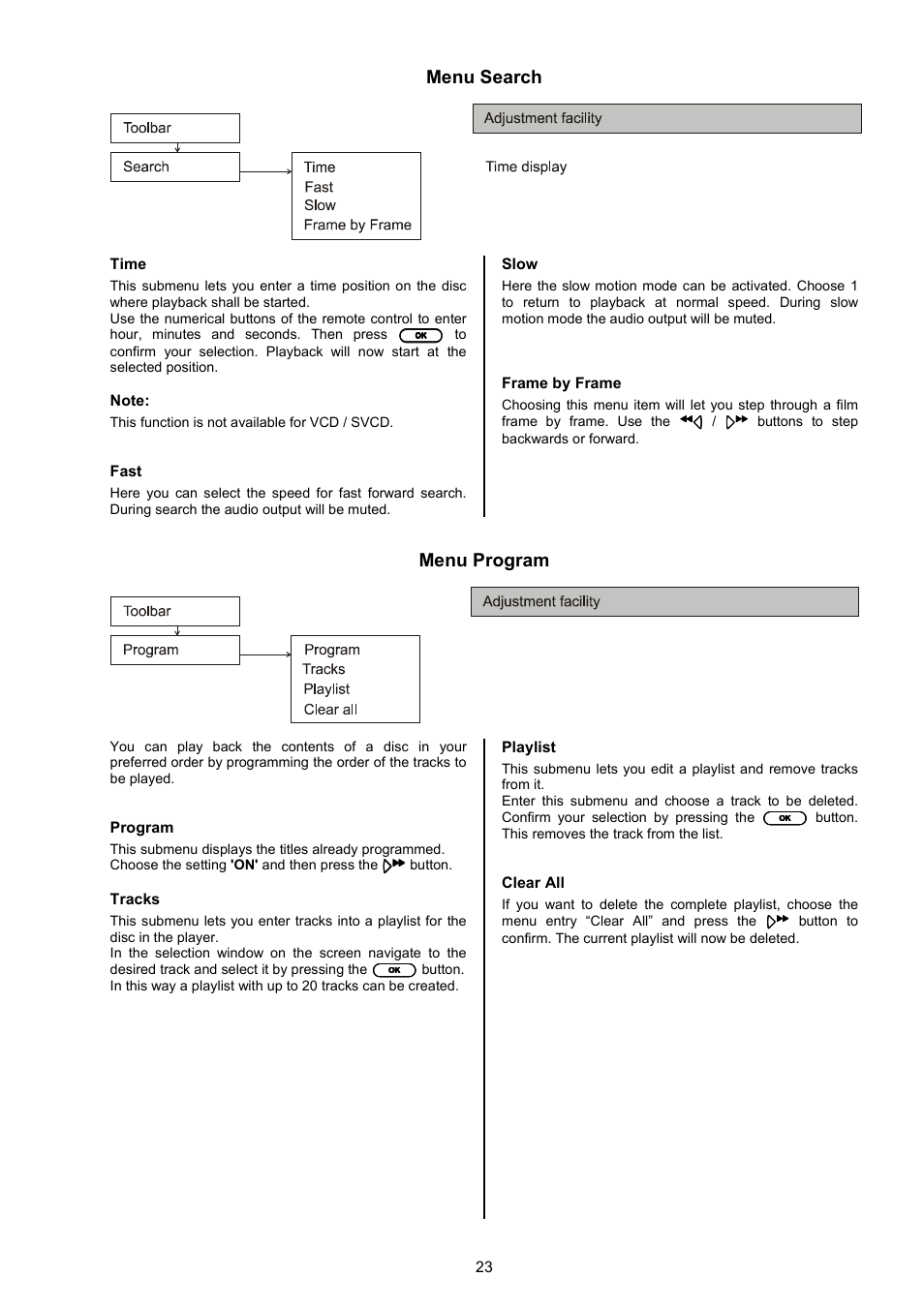 Menu search, Menu program | T+A Elektroakustik 1235 R User Manual | Page 23 / 54