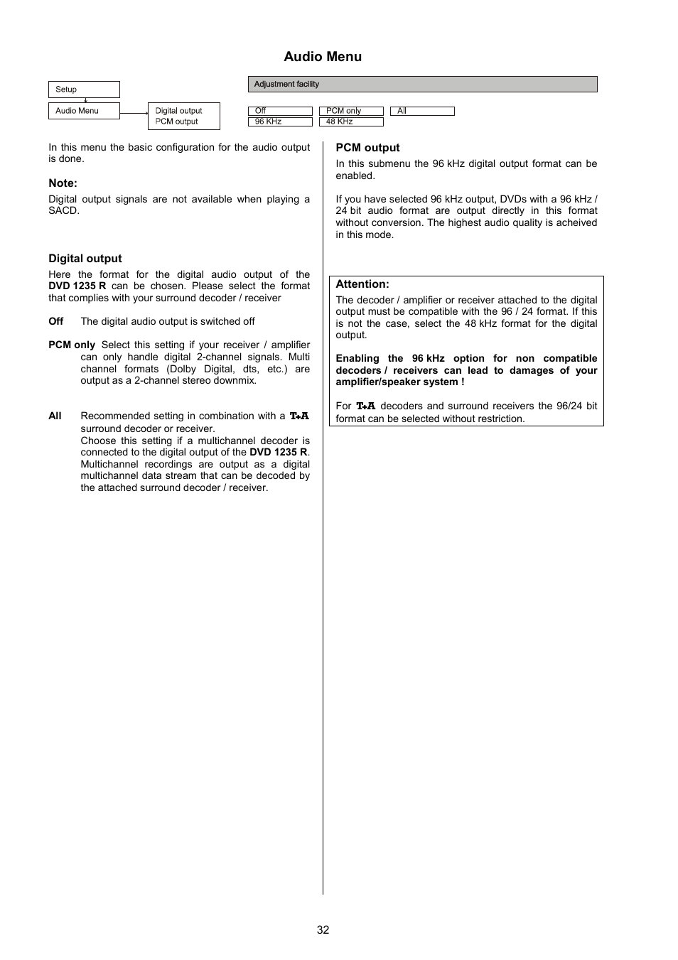 Audio menu | T+A Elektroakustik 1235 R User Manual | Page 32 / 54
