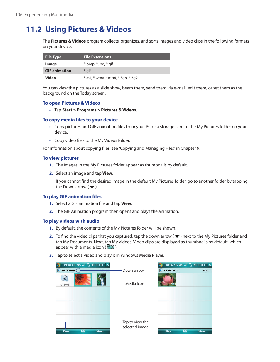 2 using pictures & videos | TAO PDA Phone User Manual | Page 106 / 140