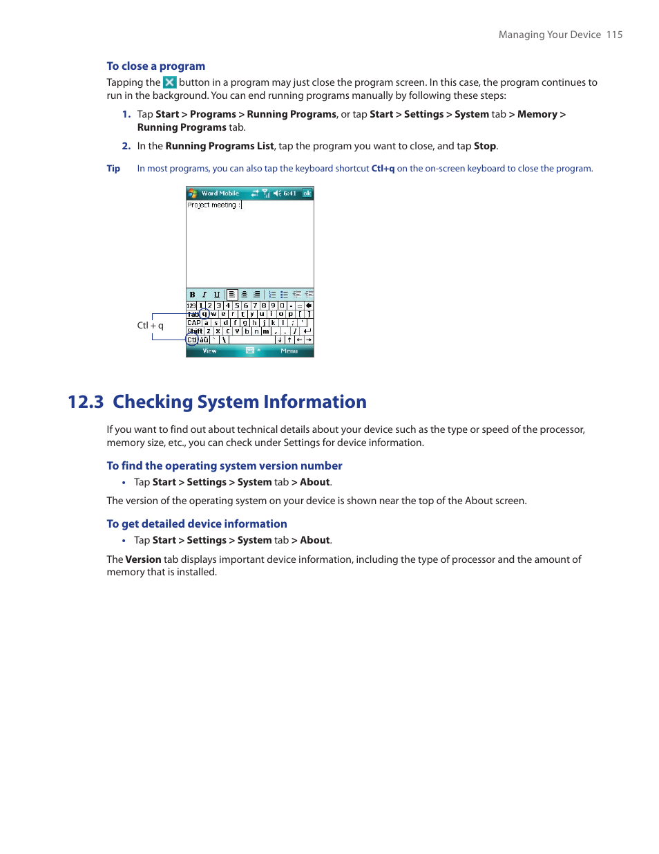 3 checking system information | TAO PDA Phone User Manual | Page 115 / 140