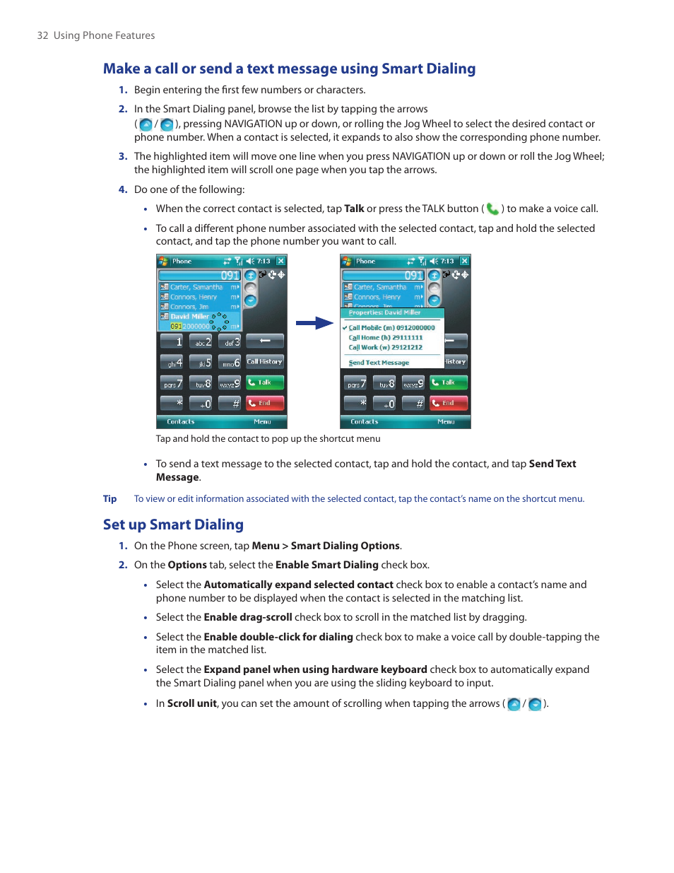 Set up smart dialing | TAO PDA Phone User Manual | Page 32 / 140