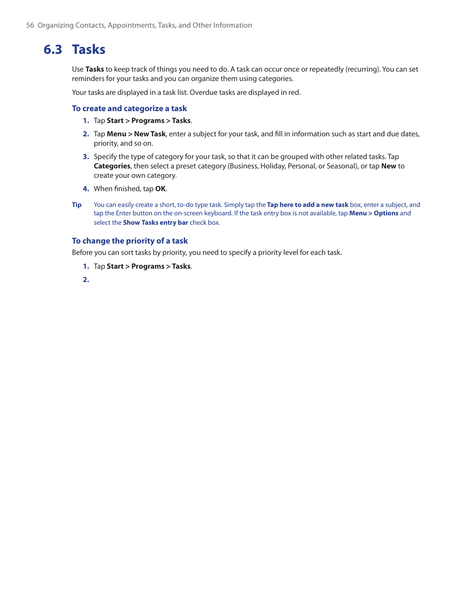 3 tasks | TAO PDA Phone User Manual | Page 56 / 140