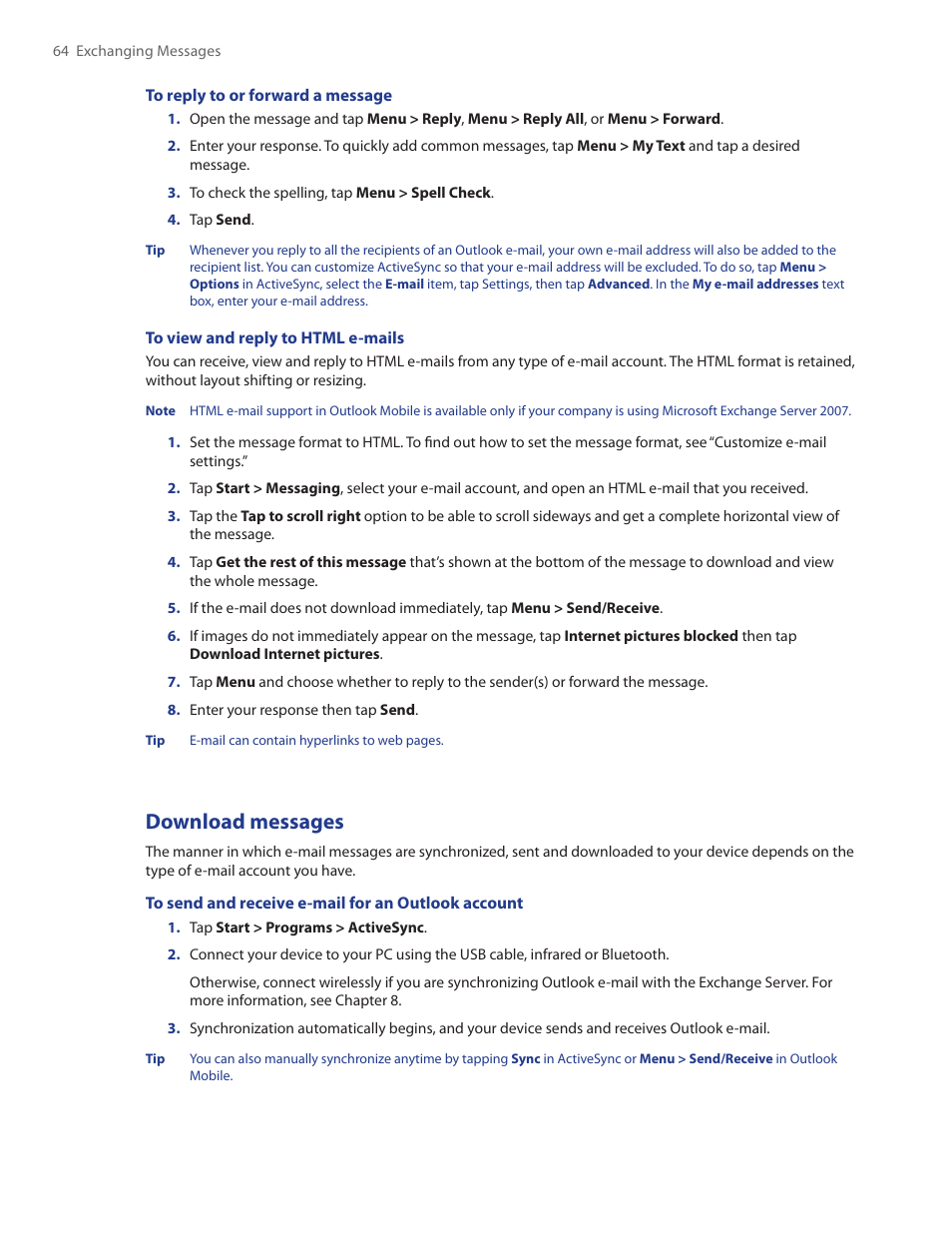 Download messages | TAO PDA Phone User Manual | Page 64 / 140