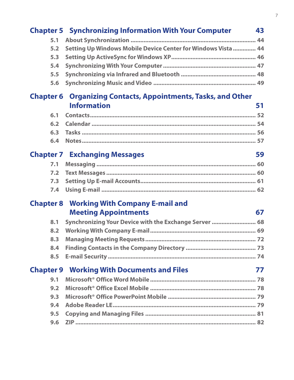 TAO PDA Phone User Manual | Page 7 / 140
