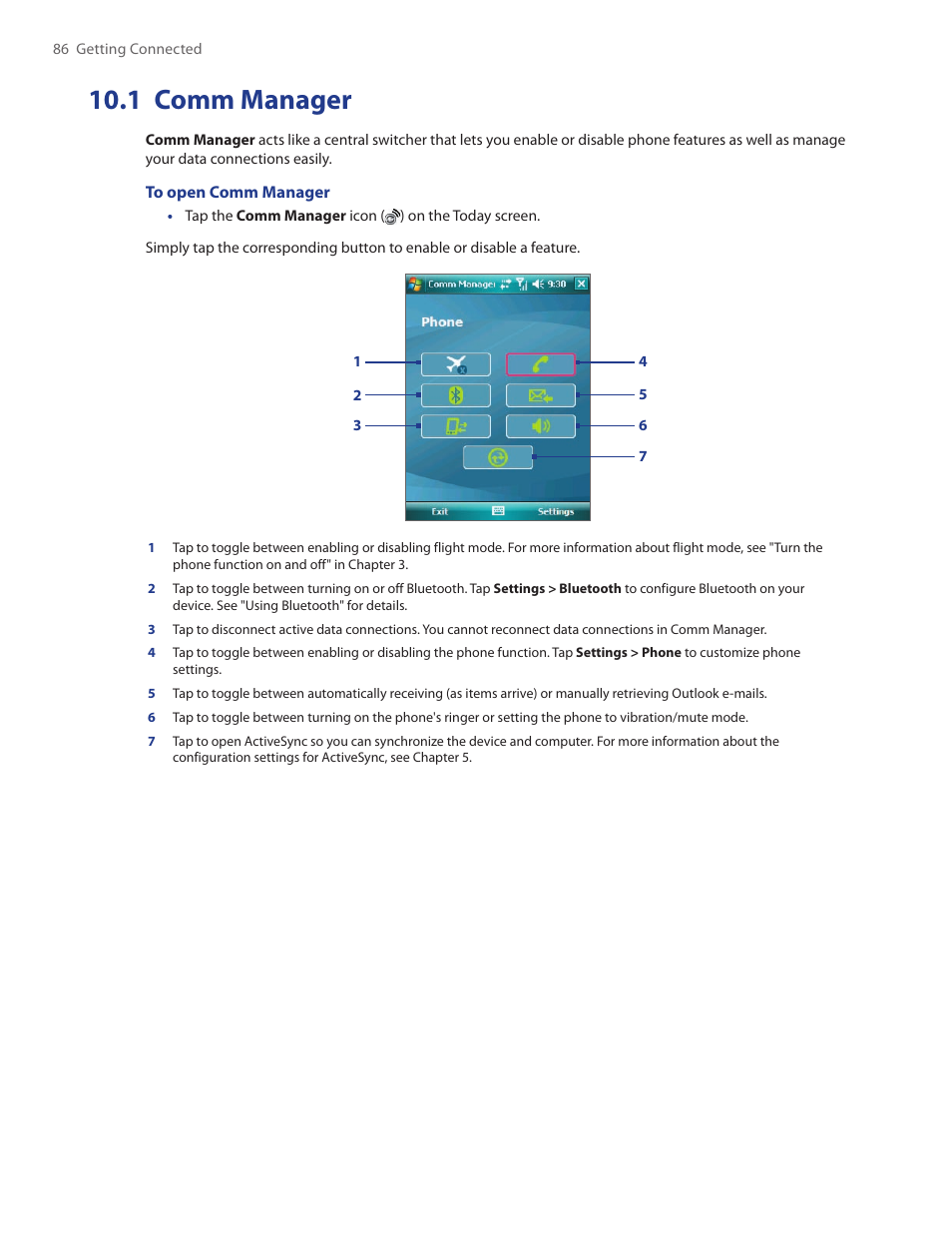 1 comm manager | TAO PDA Phone User Manual | Page 86 / 140