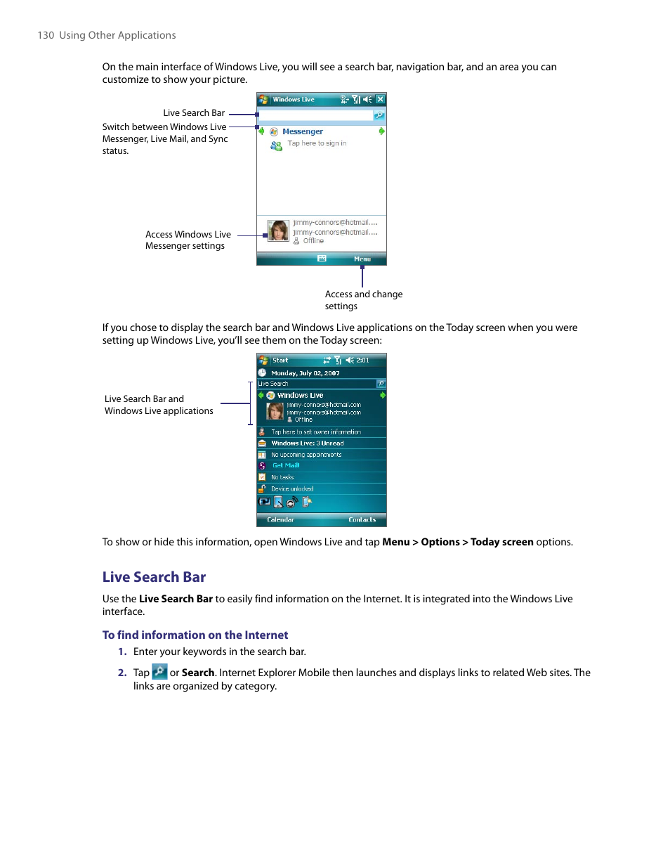 Live search bar | TAO PDA User Manual | Page 130 / 148