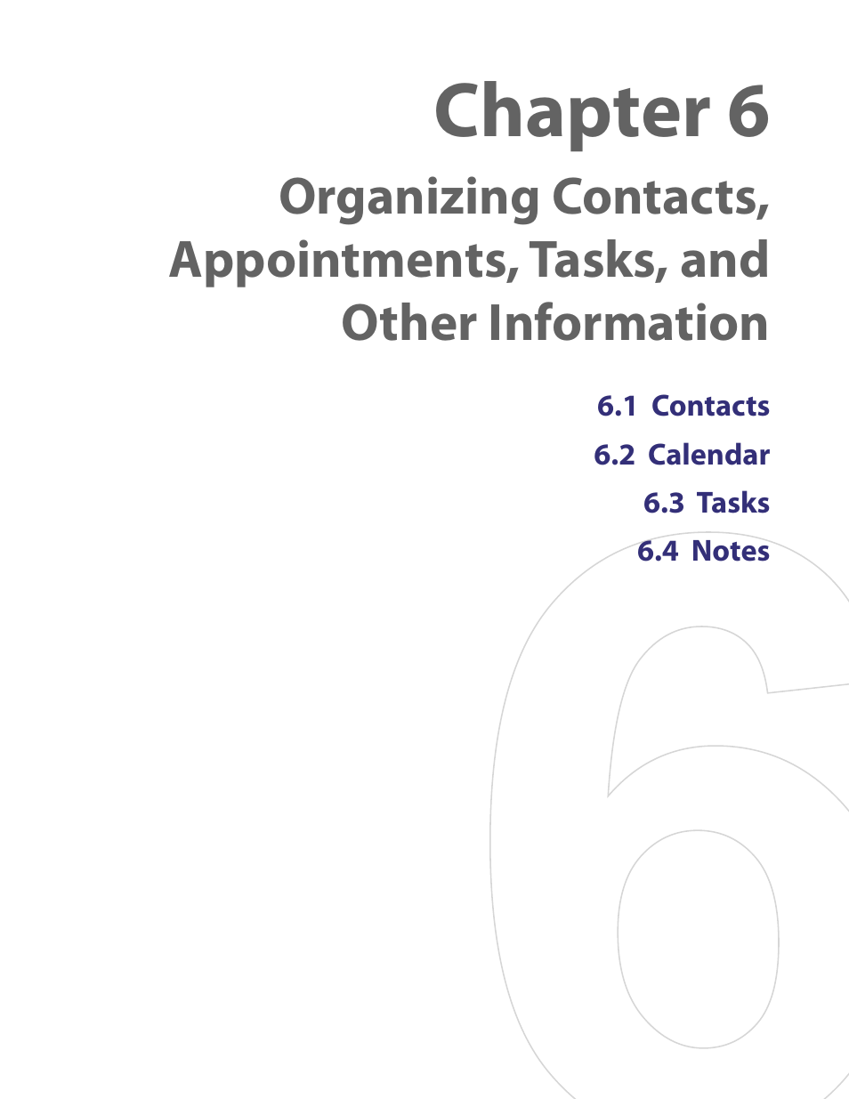 Chapter 6 organizing contacts, appointments, tasks, And other information, Chapter 6 | TAO PDA User Manual | Page 51 / 148