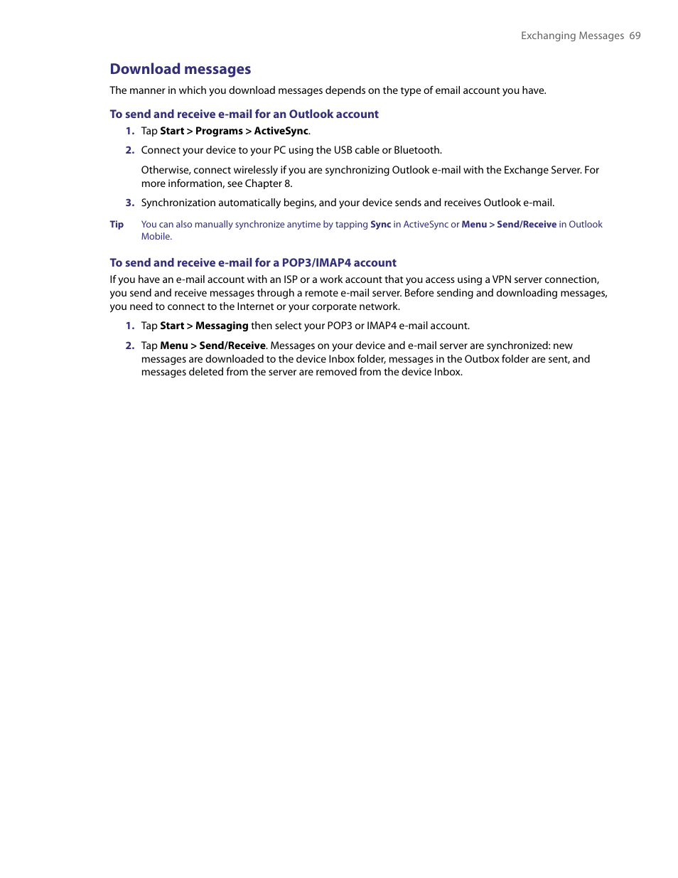 Download messages | TAO PDA User Manual | Page 69 / 148