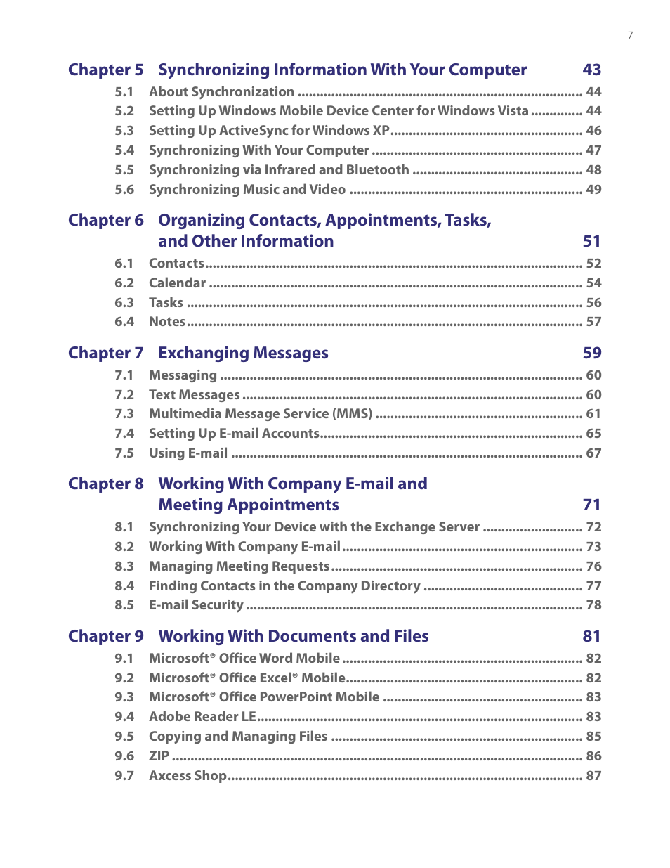 TAO PDA User Manual | Page 7 / 148