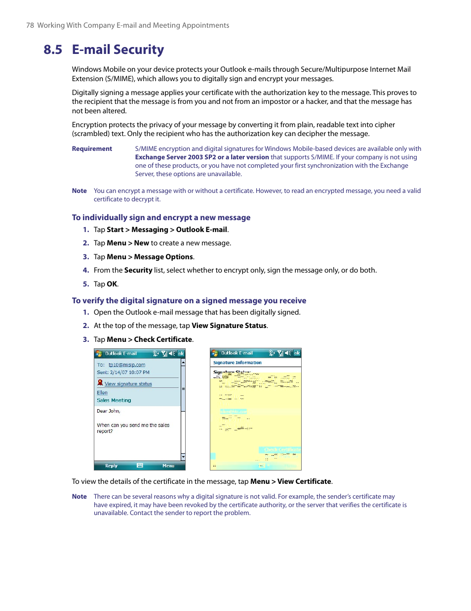 5 e-mail security | TAO PDA User Manual | Page 78 / 148