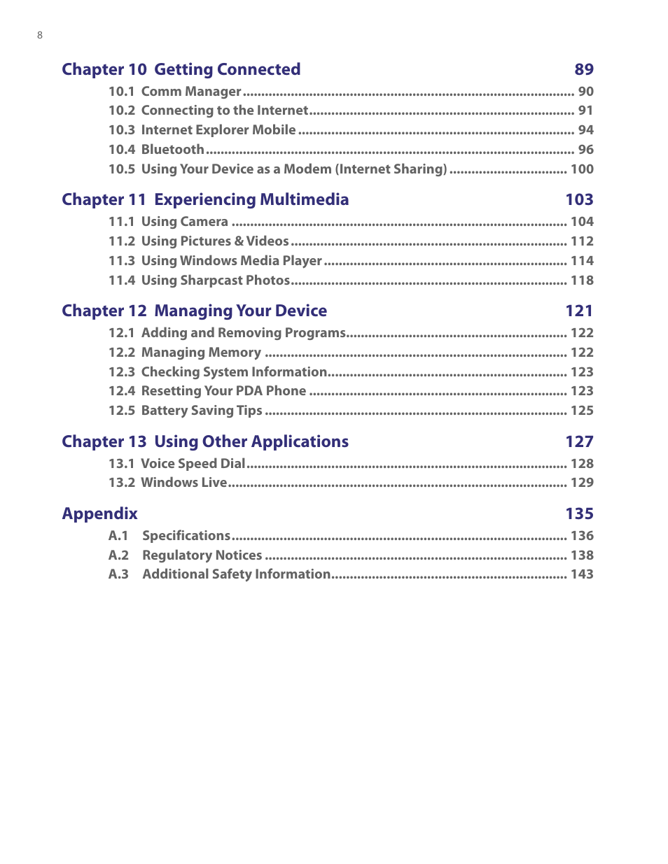 TAO PDA User Manual | Page 8 / 148