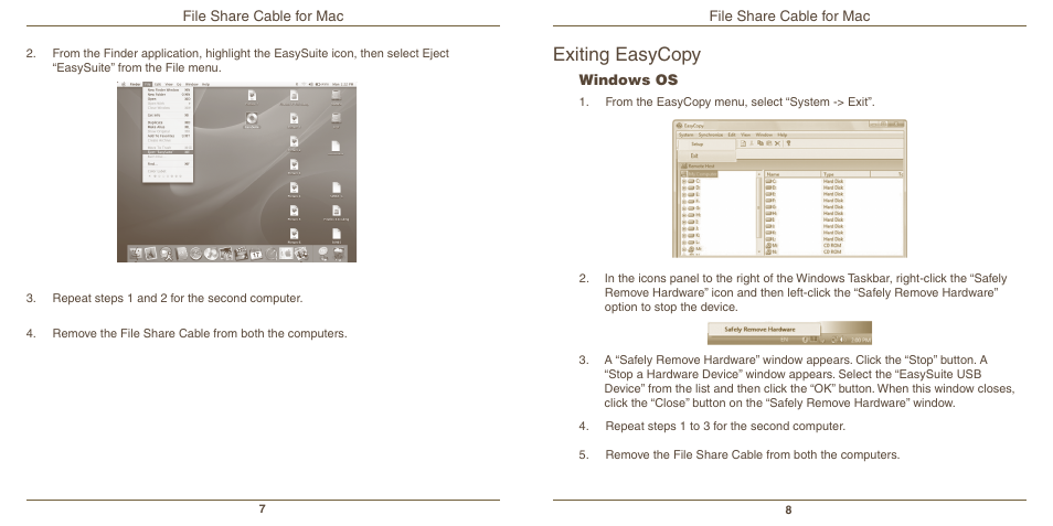 Exiting easycopy | Targus File Share Cable N2953 User Manual | Page 5 / 6