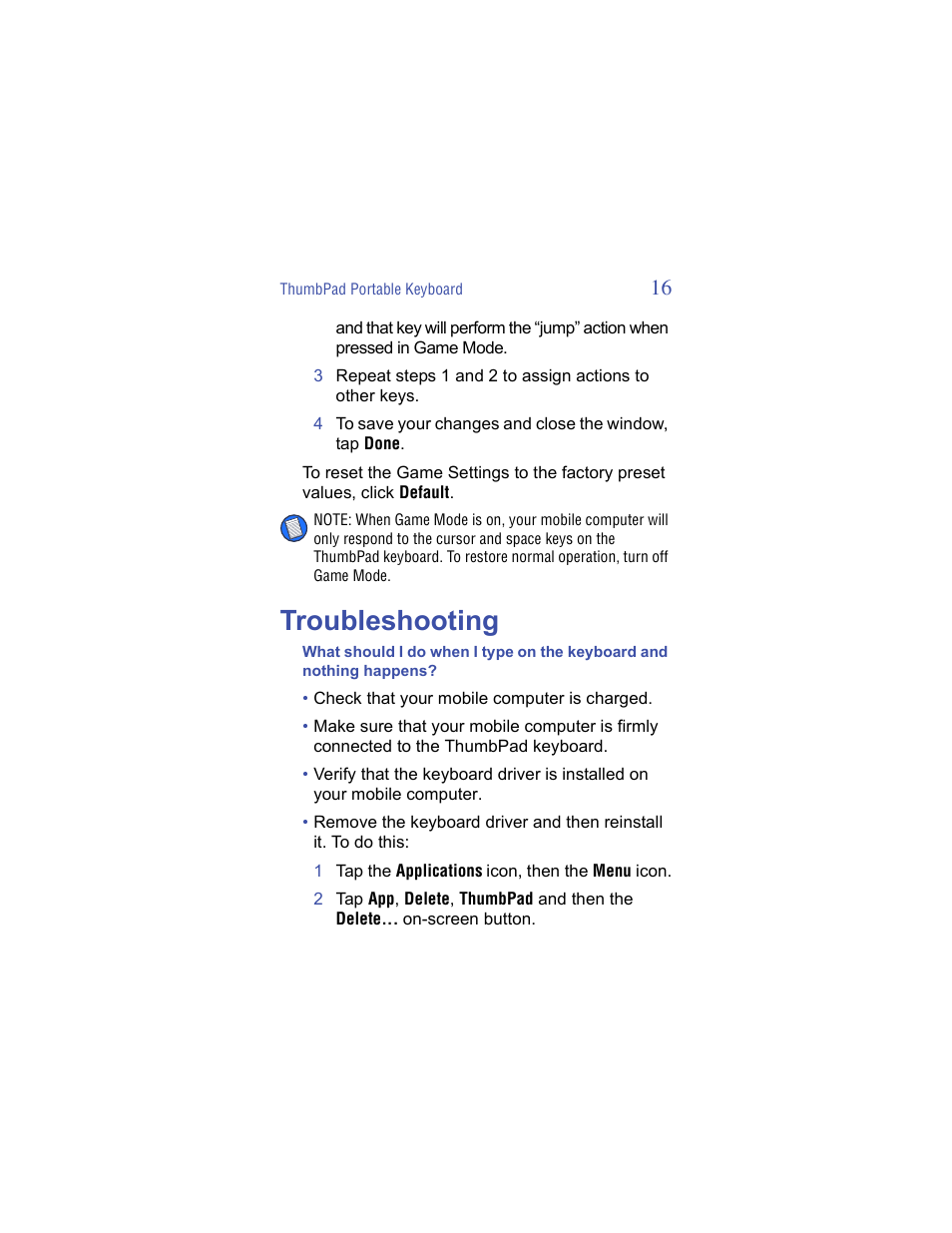 Troubleshooting | Targus ThumbPad Palm m125 User Manual | Page 16 / 21