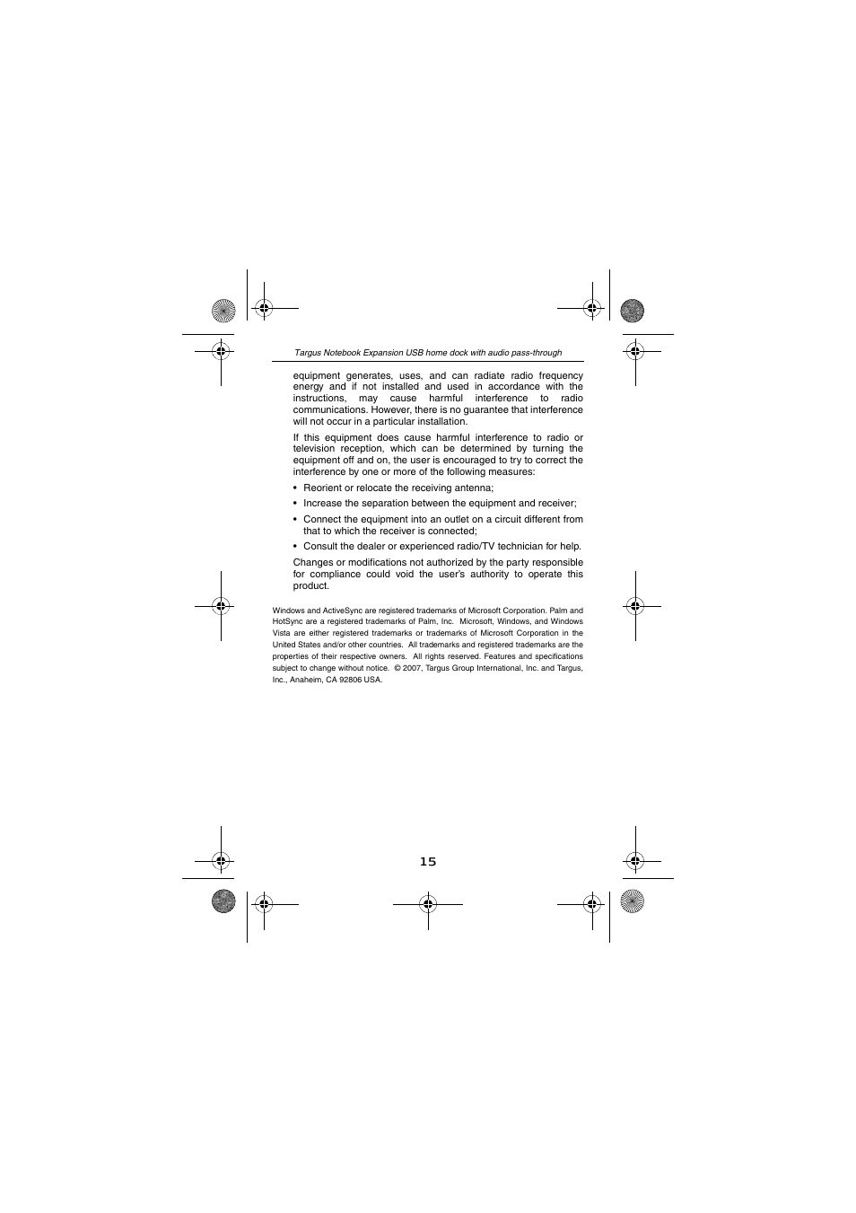 Targus Notebook Expansion USB home dock with audio pass-through USER GUIDE User Manual | Page 15 / 16