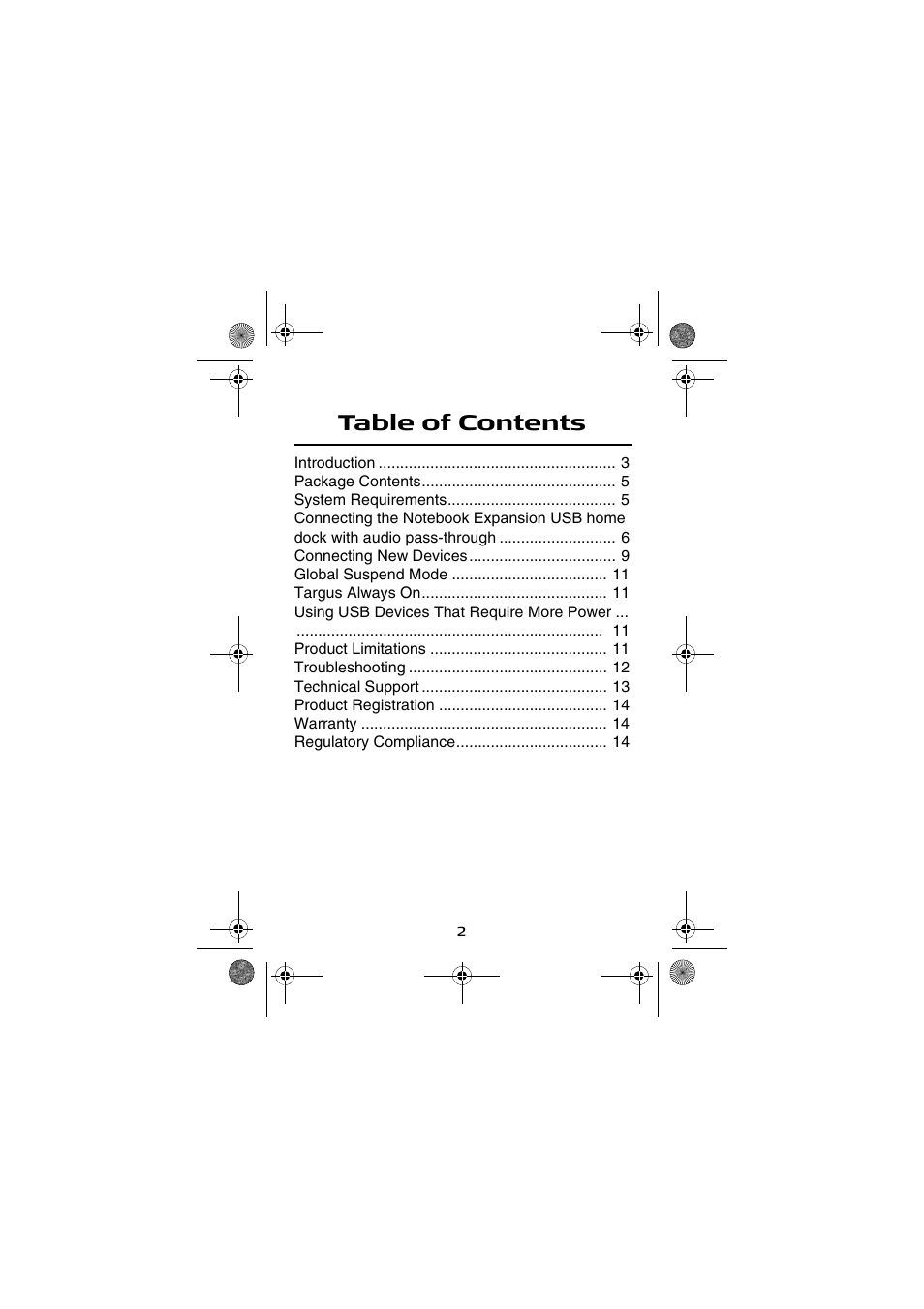 Targus Notebook Expansion USB home dock with audio pass-through USER GUIDE User Manual | Page 2 / 16