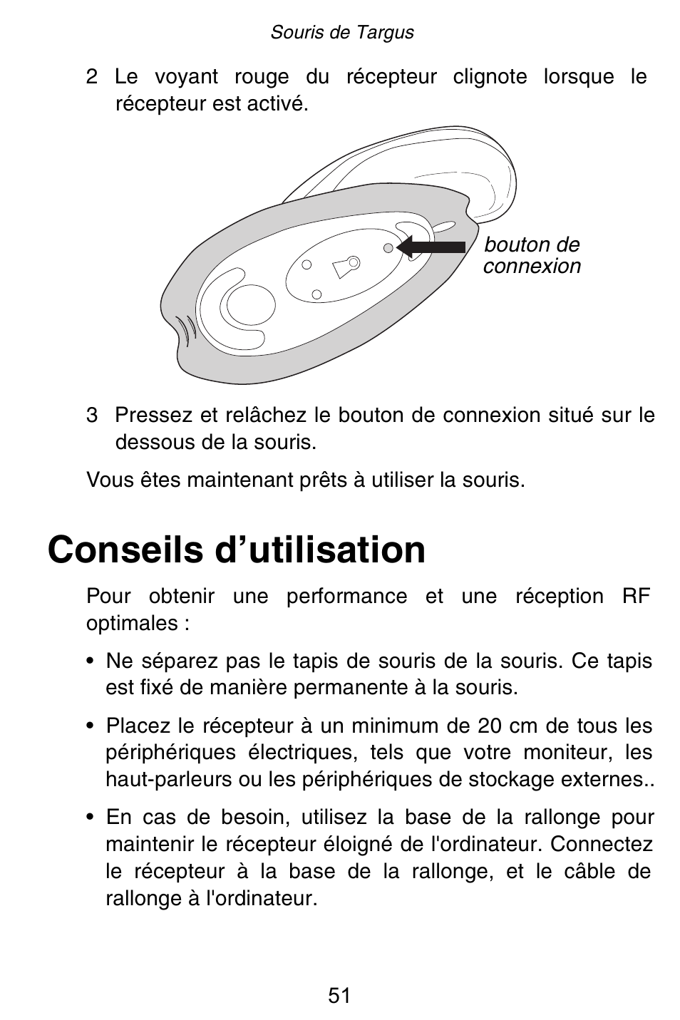 Conseils d’utilisation | Targus Rechargeable 5-Button Wireless Mouse User Manual | Page 51 / 99