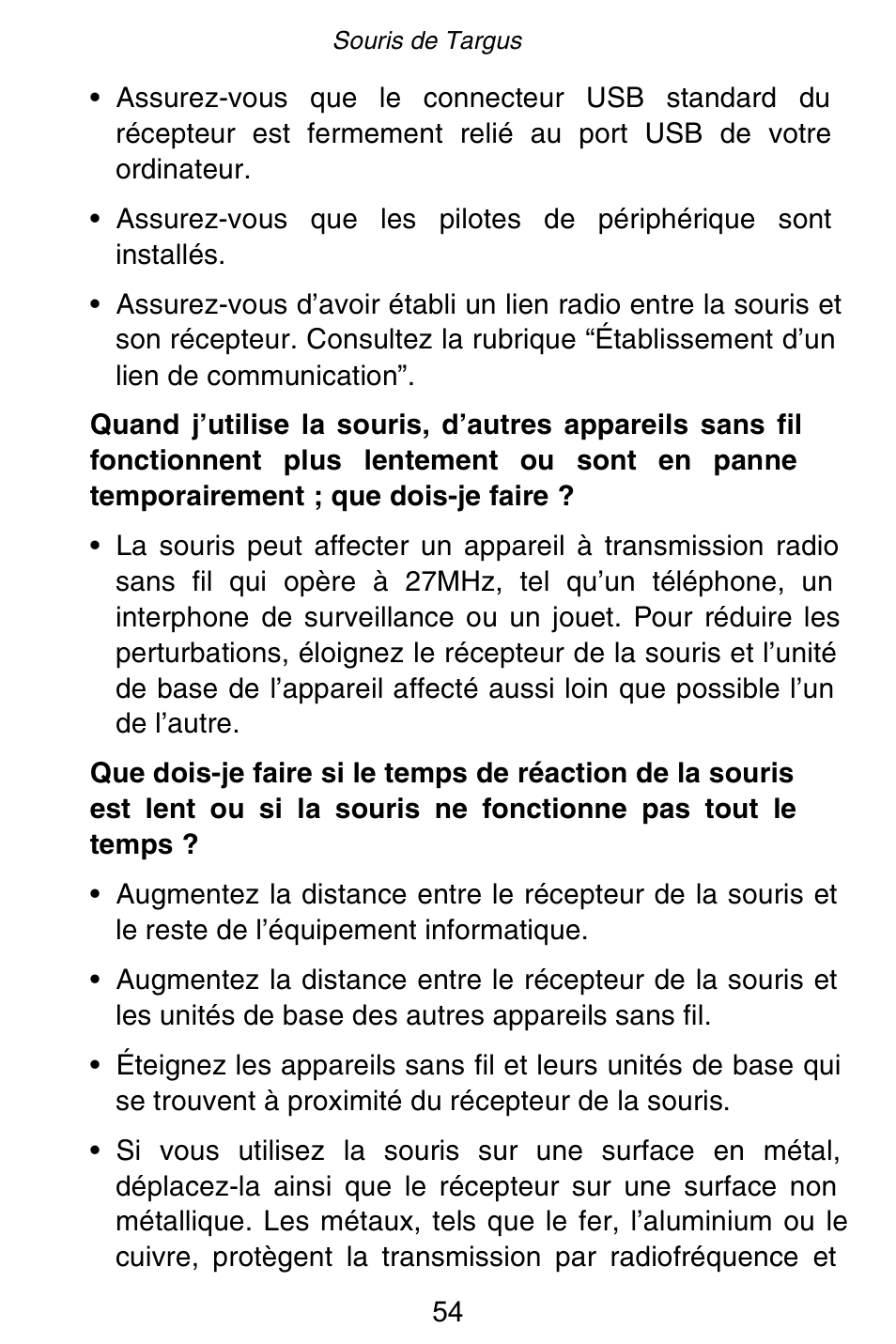 Targus Rechargeable 5-Button Wireless Mouse User Manual | Page 54 / 99