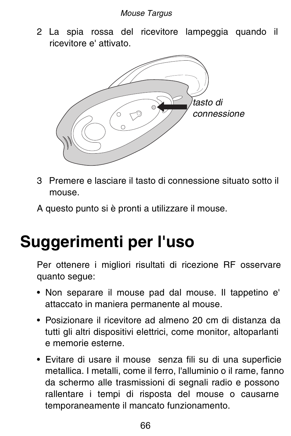 Suggerimenti per l'uso | Targus Rechargeable 5-Button Wireless Mouse User Manual | Page 66 / 99