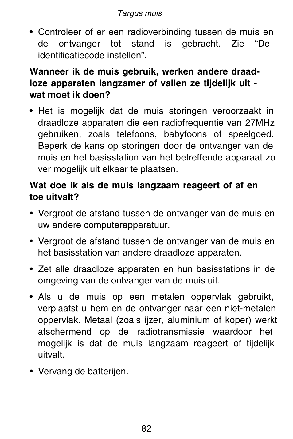 Targus Rechargeable 5-Button Wireless Mouse User Manual | Page 82 / 99