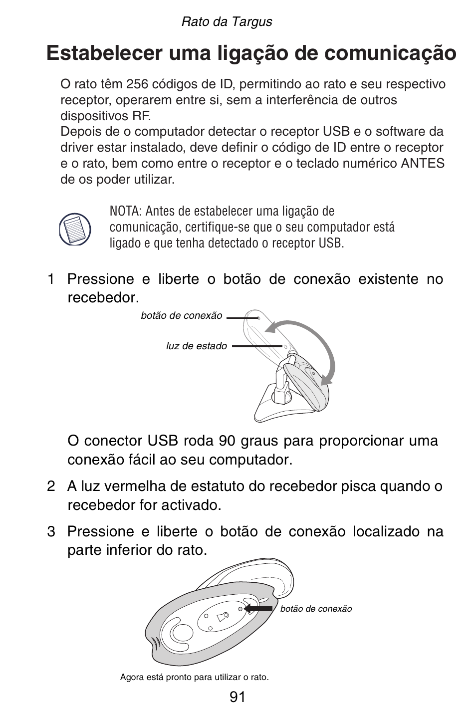 Estabelecer uma ligação de comunicação | Targus Rechargeable 5-Button Wireless Mouse User Manual | Page 91 / 99