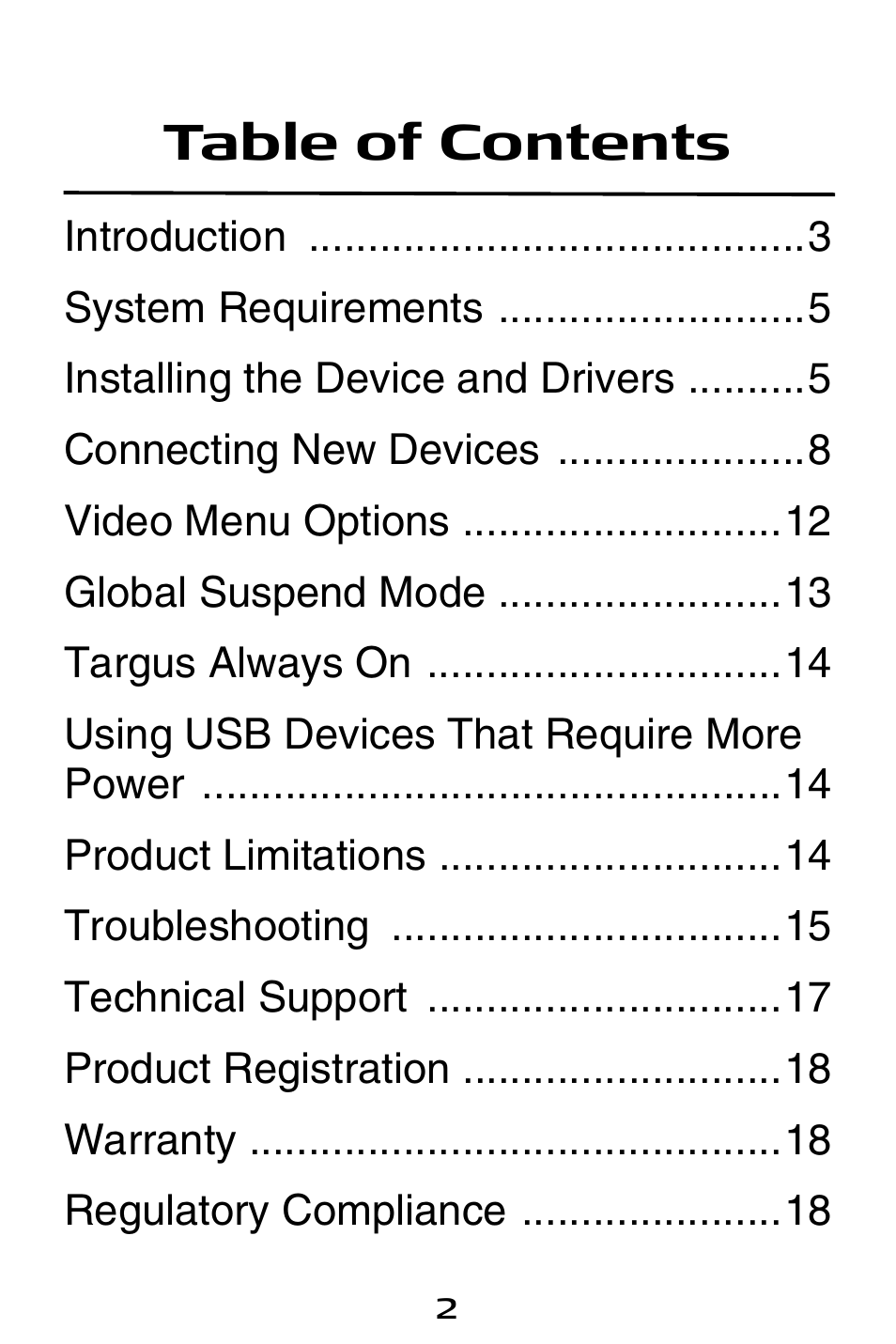 Targus Universal Notebook Docking Station with Video ACP50 User Manual | Page 2 / 20