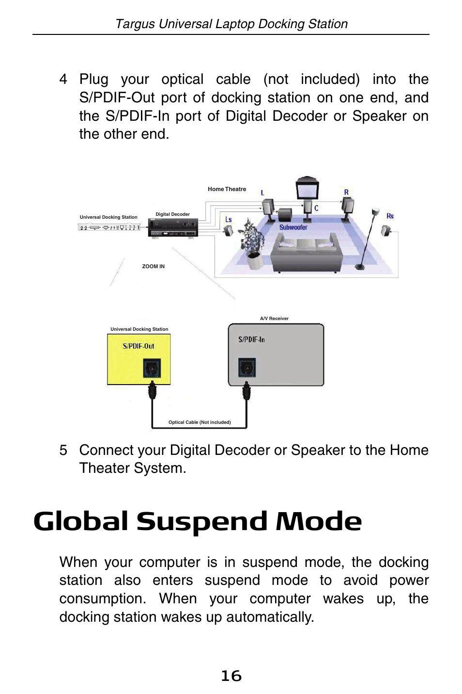 Global suspend mode | Targus ACP45 User Manual | Page 16 / 24