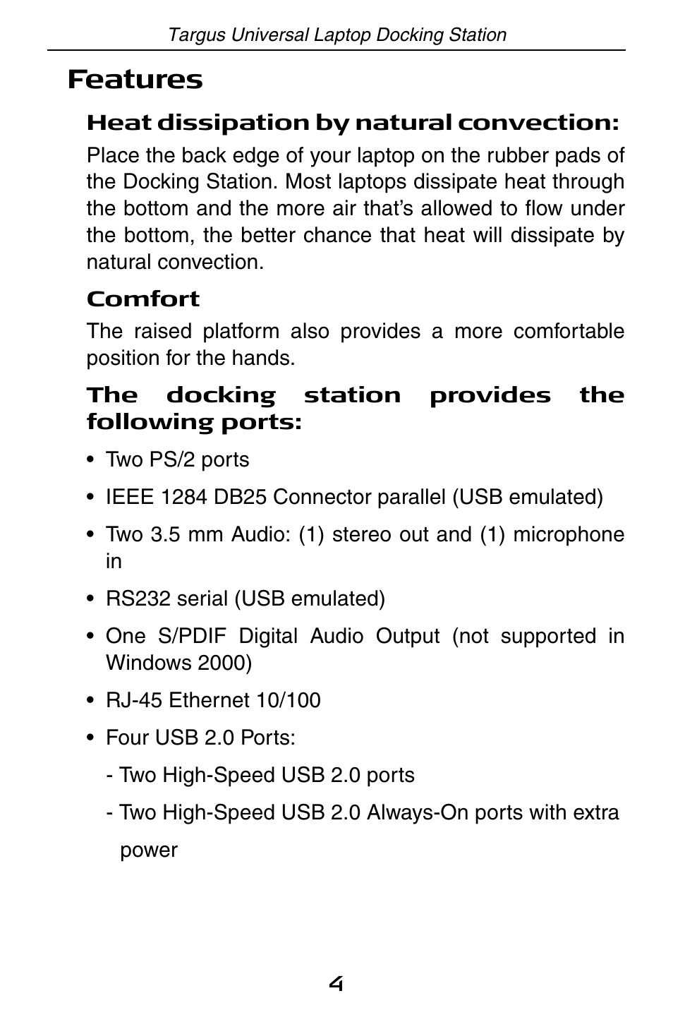 Features | Targus ACP45 User Manual | Page 4 / 24