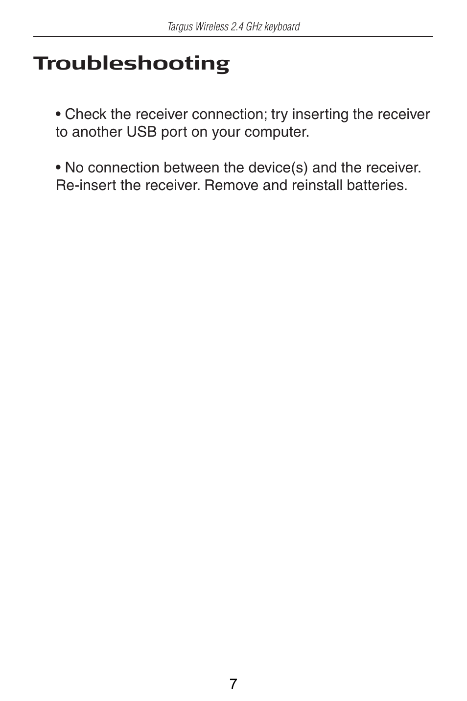 Troubleshooting | Targus AKB24US User Manual | Page 8 / 11