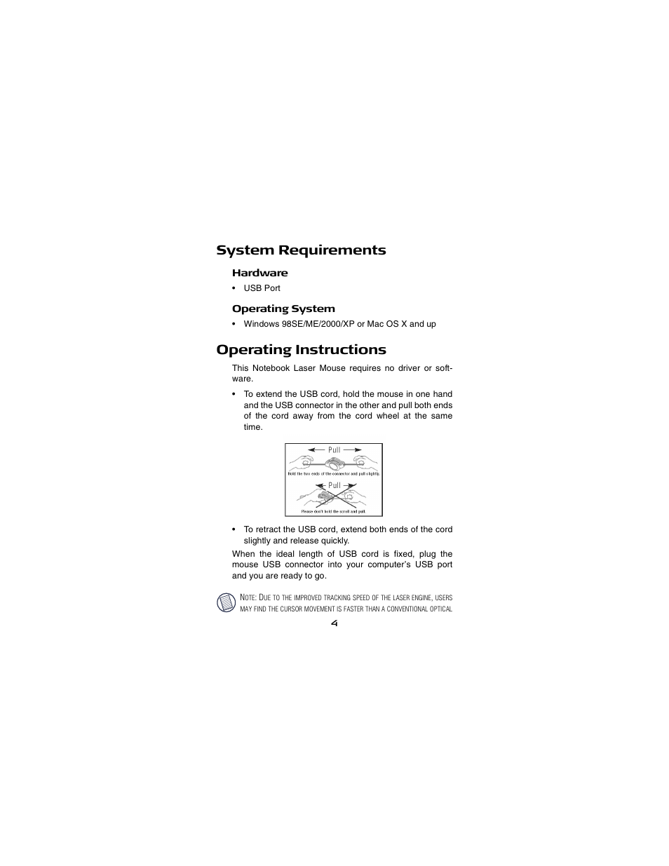 System requirements, Operating instructions | Targus AMU18US-10 User Manual | Page 4 / 7