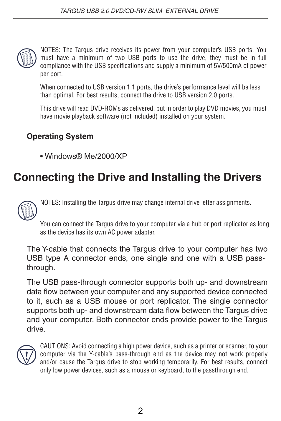 Connecting the drive and installing the drivers | Targus PACMB010U User Manual | Page 3 / 14