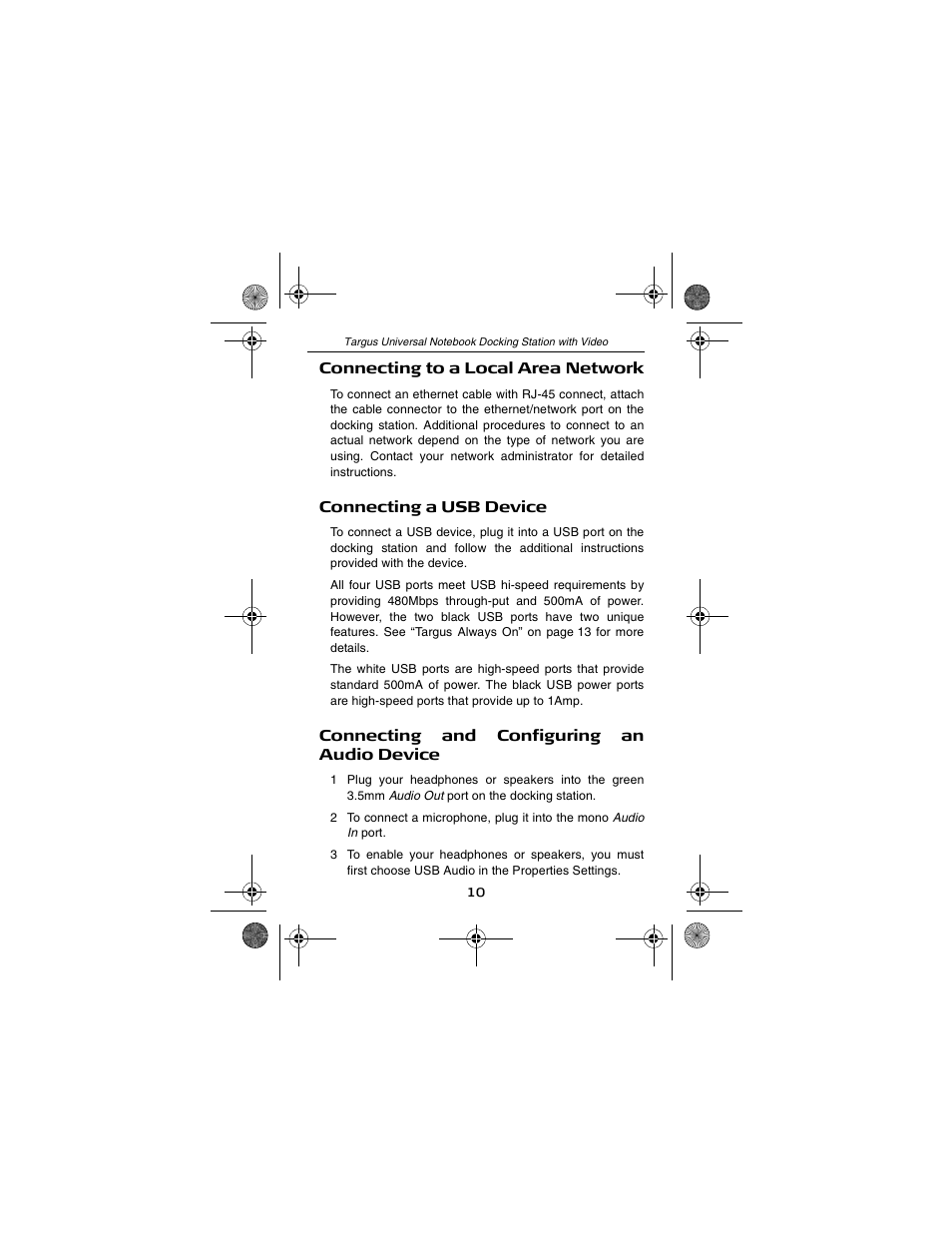 Targus NOTEBOOK DOCKING station with video User Manual | Page 10 / 19