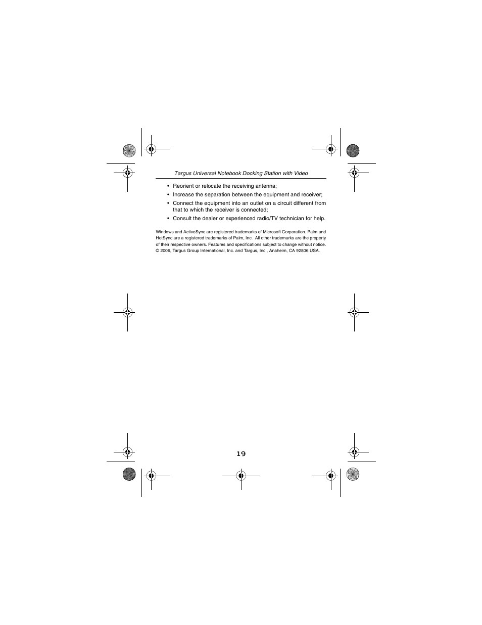 Targus NOTEBOOK DOCKING station with video User Manual | Page 19 / 19