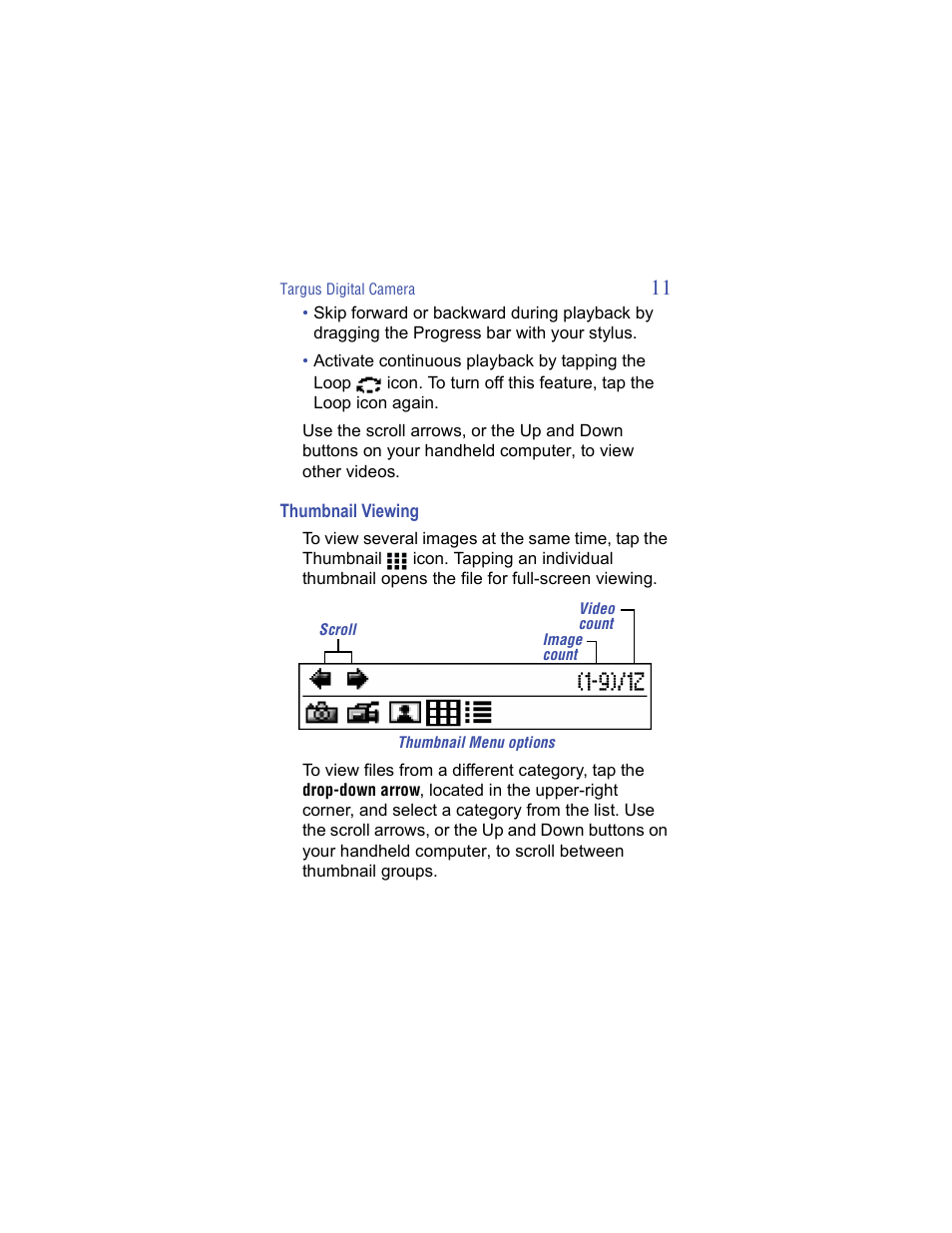 Thumbnail viewing | Targus Handspring Digital Camera User Manual | Page 11 / 33
