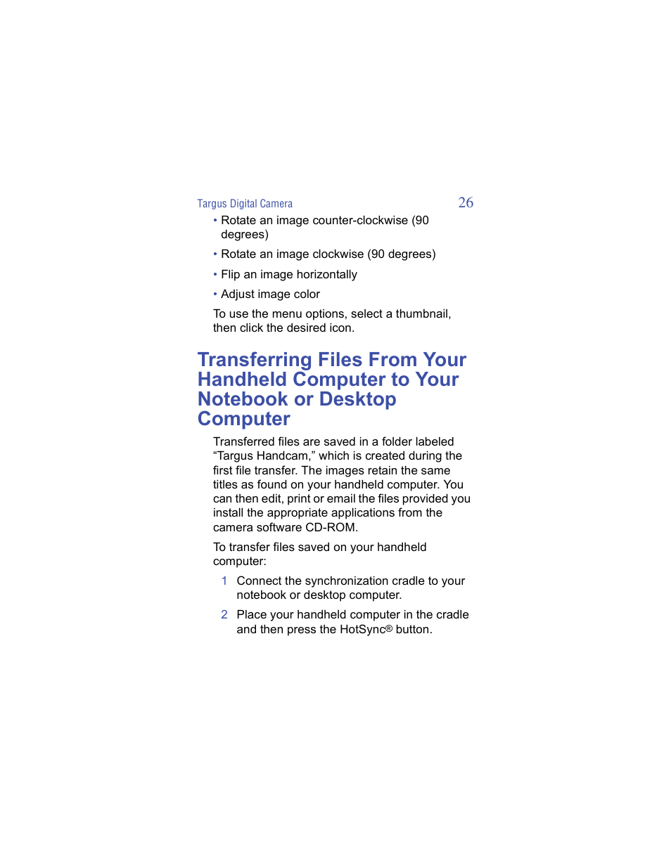 Targus Handspring Digital Camera User Manual | Page 26 / 33