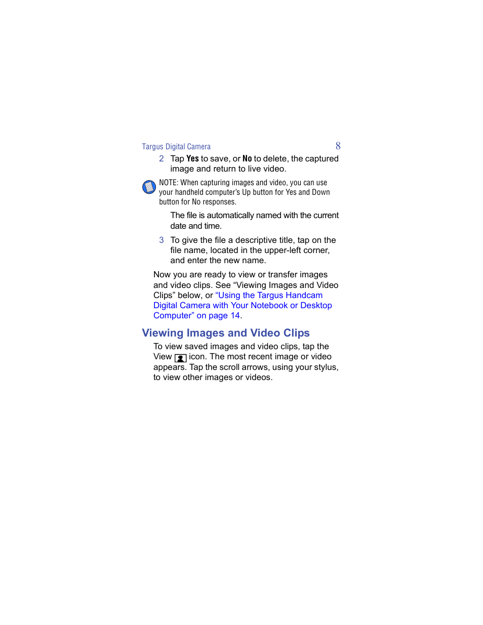 Viewing images and video clips | Targus Handspring Digital Camera User Manual | Page 8 / 33