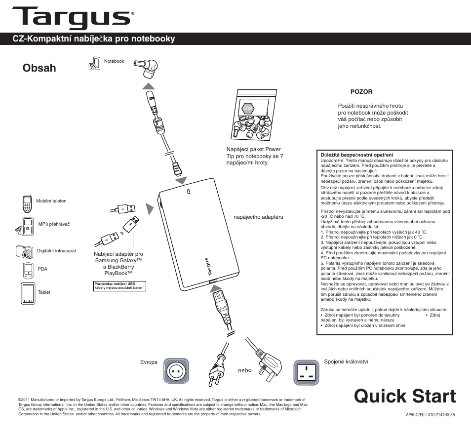 Targus APA042EU User Manual | Page 3 / 26