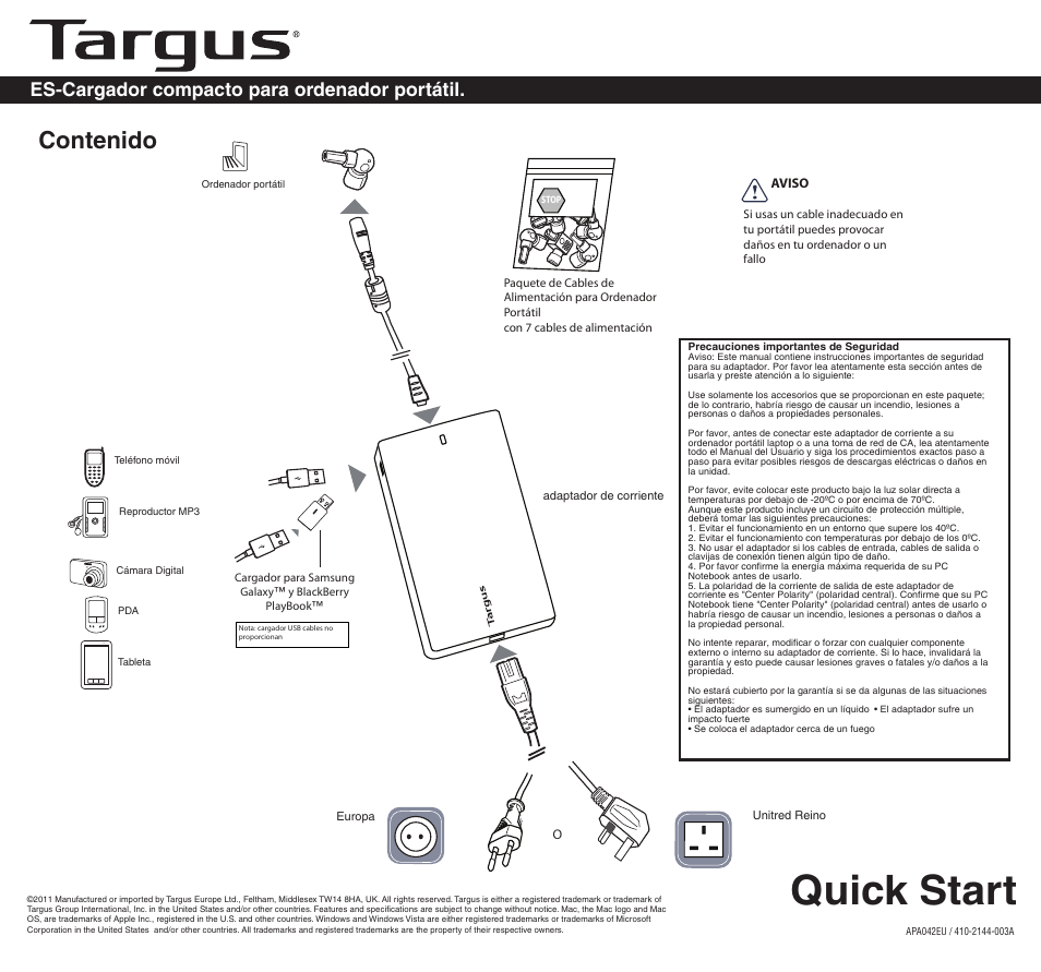 Targus APA042EU User Manual | Page 7 / 26