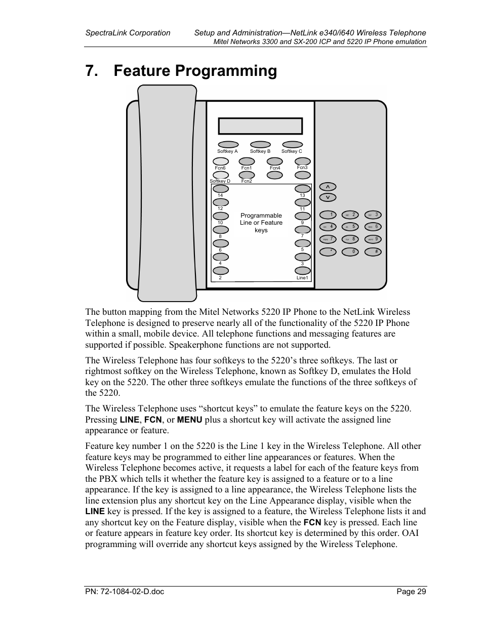 Feature programming, Feature programming 29, Line | Menu | Targus netlink e340 User Manual | Page 29 / 47