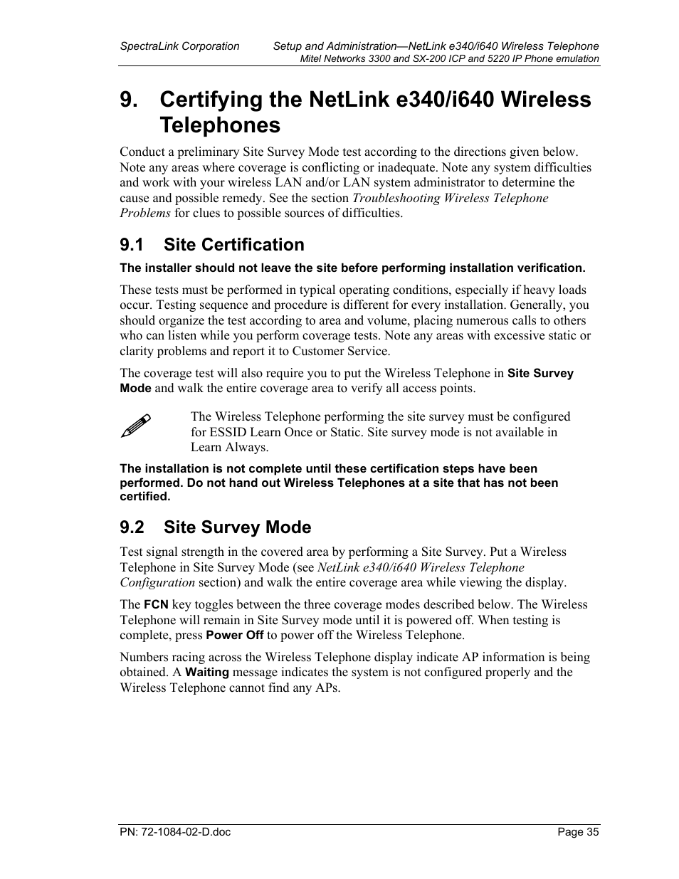 Site certification, Site survey mode, Site certification 35 | Site survey mode 35, 1 site certification, 2 site survey mode | Targus netlink e340 User Manual | Page 35 / 47