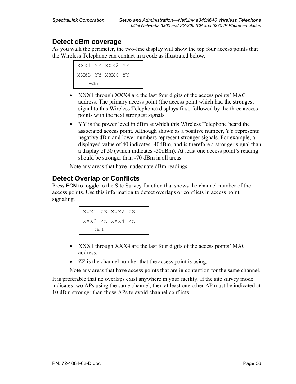 Detect dbm coverage, Detect overlap or conflicts | Targus netlink e340 User Manual | Page 36 / 47