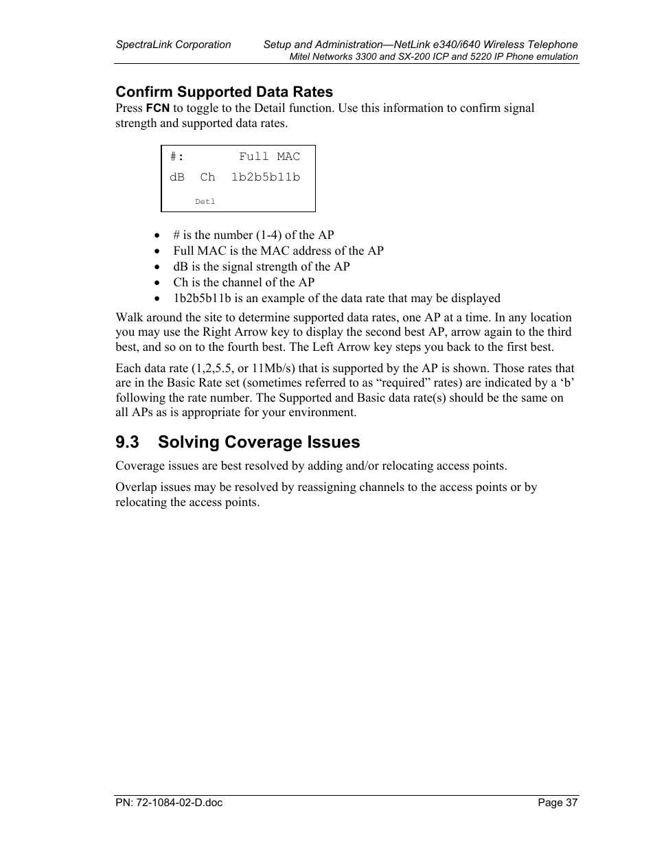 Solving coverage issues, Solving coverage issues 37, 3 solving coverage issues | Confirm supported data rates | Targus netlink e340 User Manual | Page 37 / 47