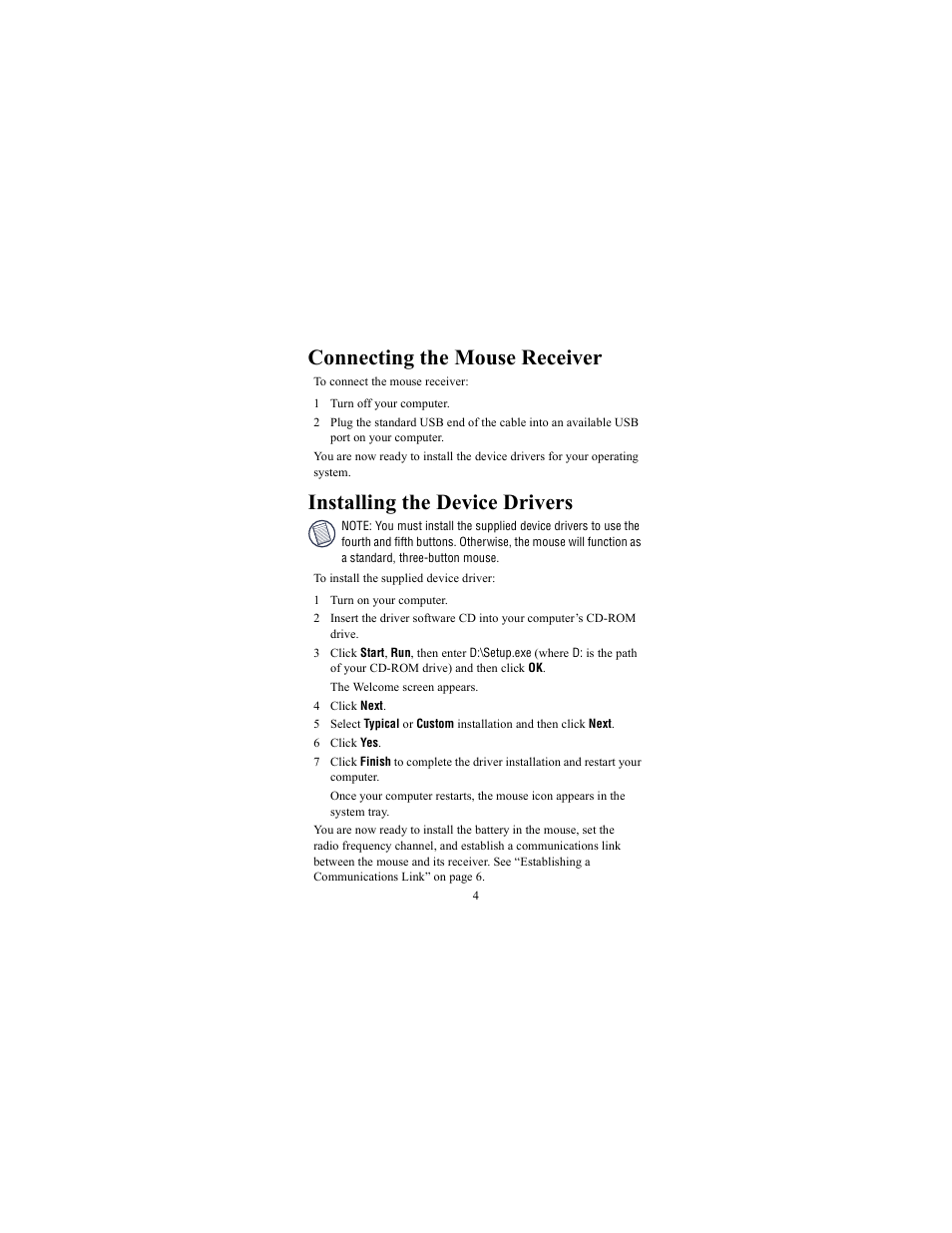 Connecting the mouse receiver, Installing the device drivers | Targus 400-0086-001A User Manual | Page 4 / 15