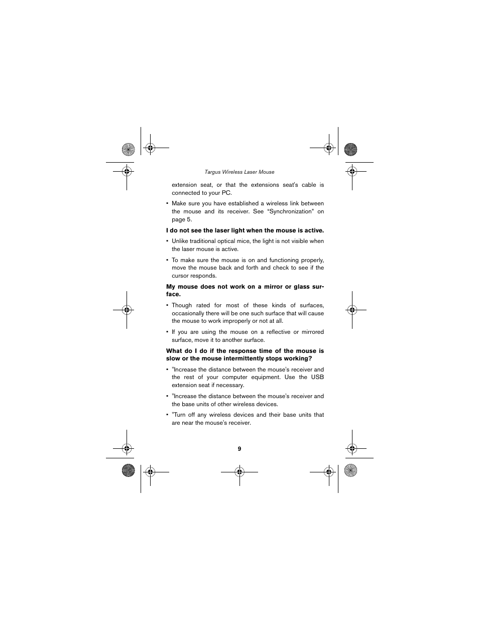 Targus Wireless Laser Mouse User Manual | Page 9 / 12