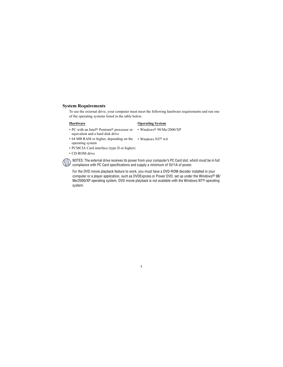 System requirements | Targus NOTEWORTHY 400-0084-001A User Manual | Page 5 / 19